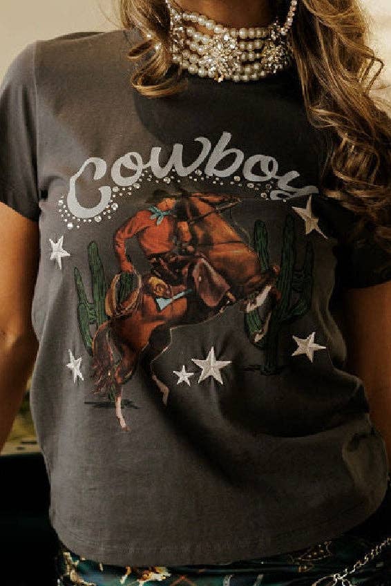 Rhinestone Cowboy Tee: S
