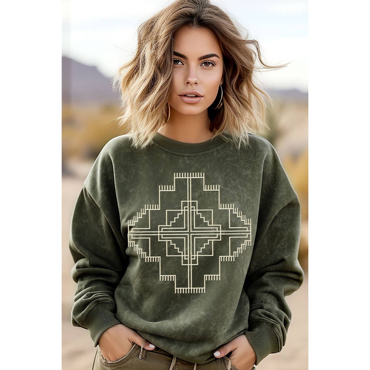 AZTEC PUFF MINERAL GRAPHIC SWEATWHIRTS: Mineral Oatmeal / XL