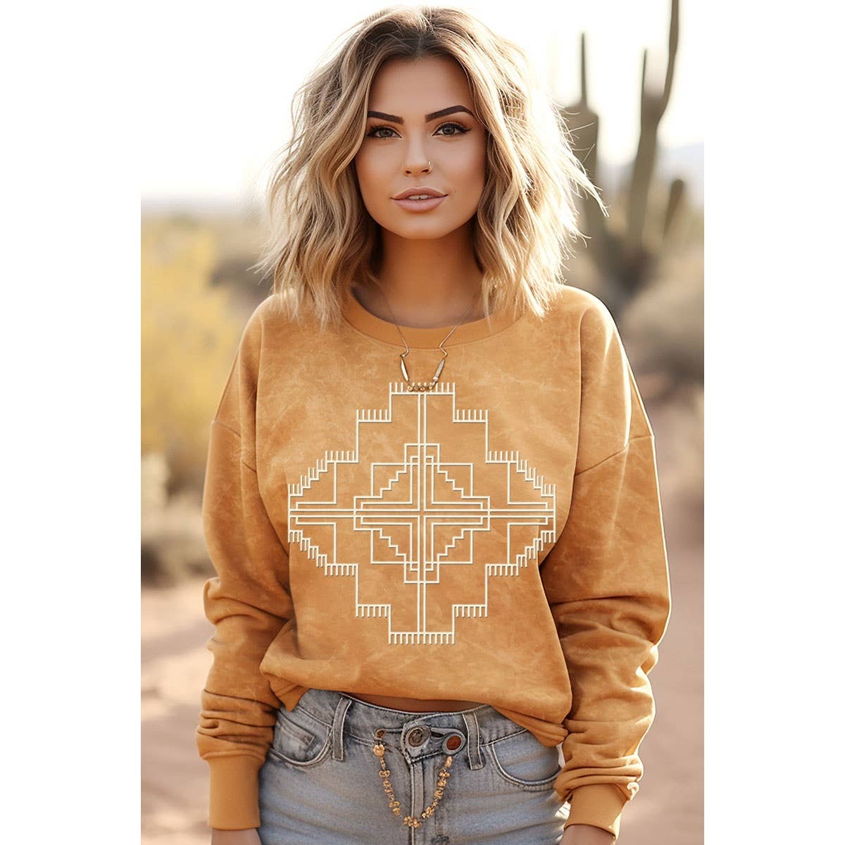 AZTEC PUFF MINERAL GRAPHIC SWEATWHIRTS: Mineral Oatmeal / XL