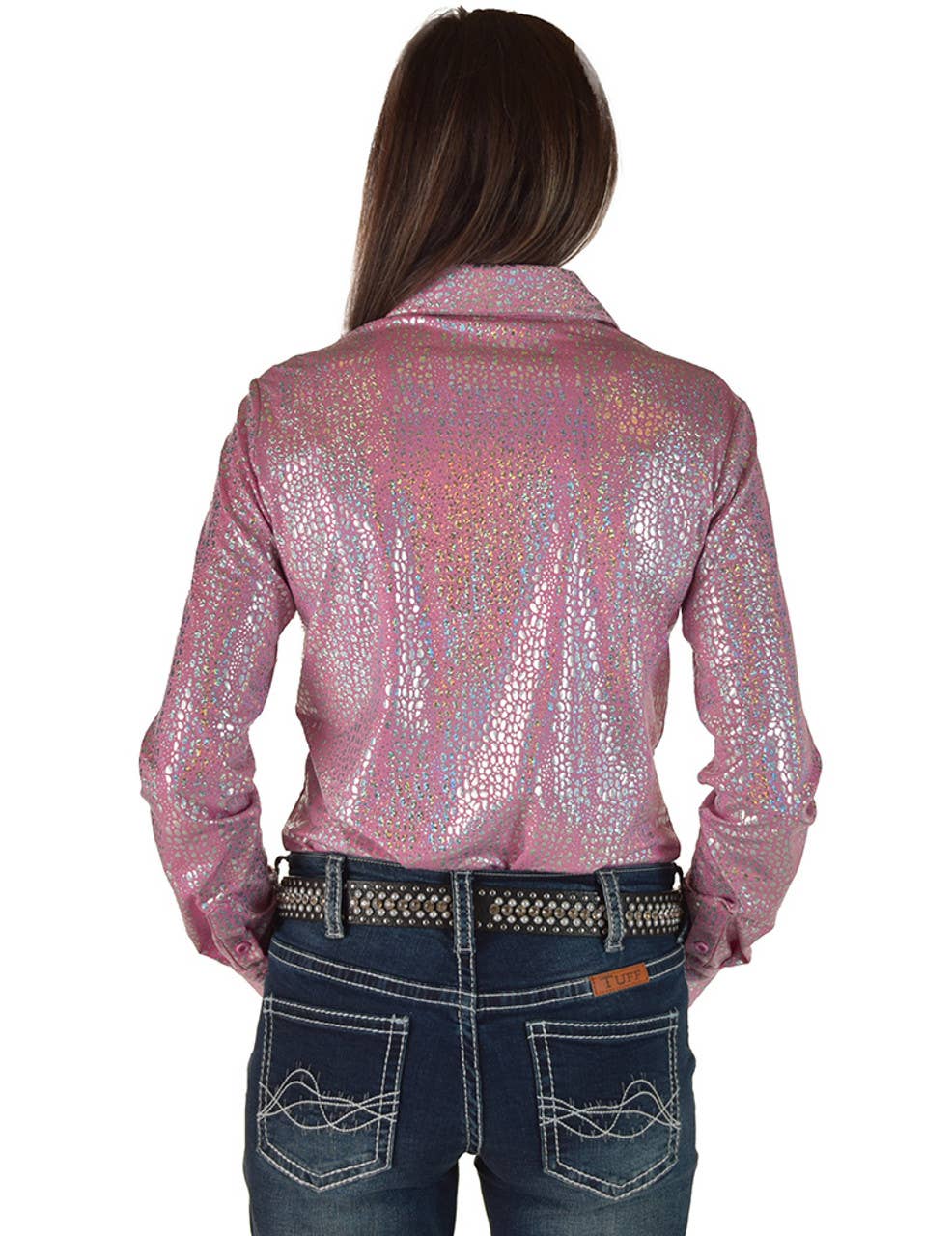 Pullover Button Up With Iridescent Chrome Print Lightweight: Extra Small