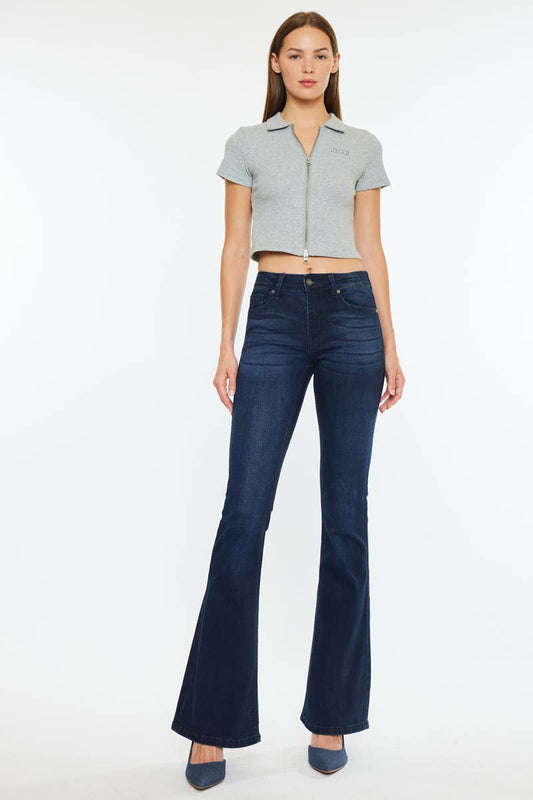 OPEN PACK MID RISE FLARE JEANS-KC6102D-OP: DARK / 1/24