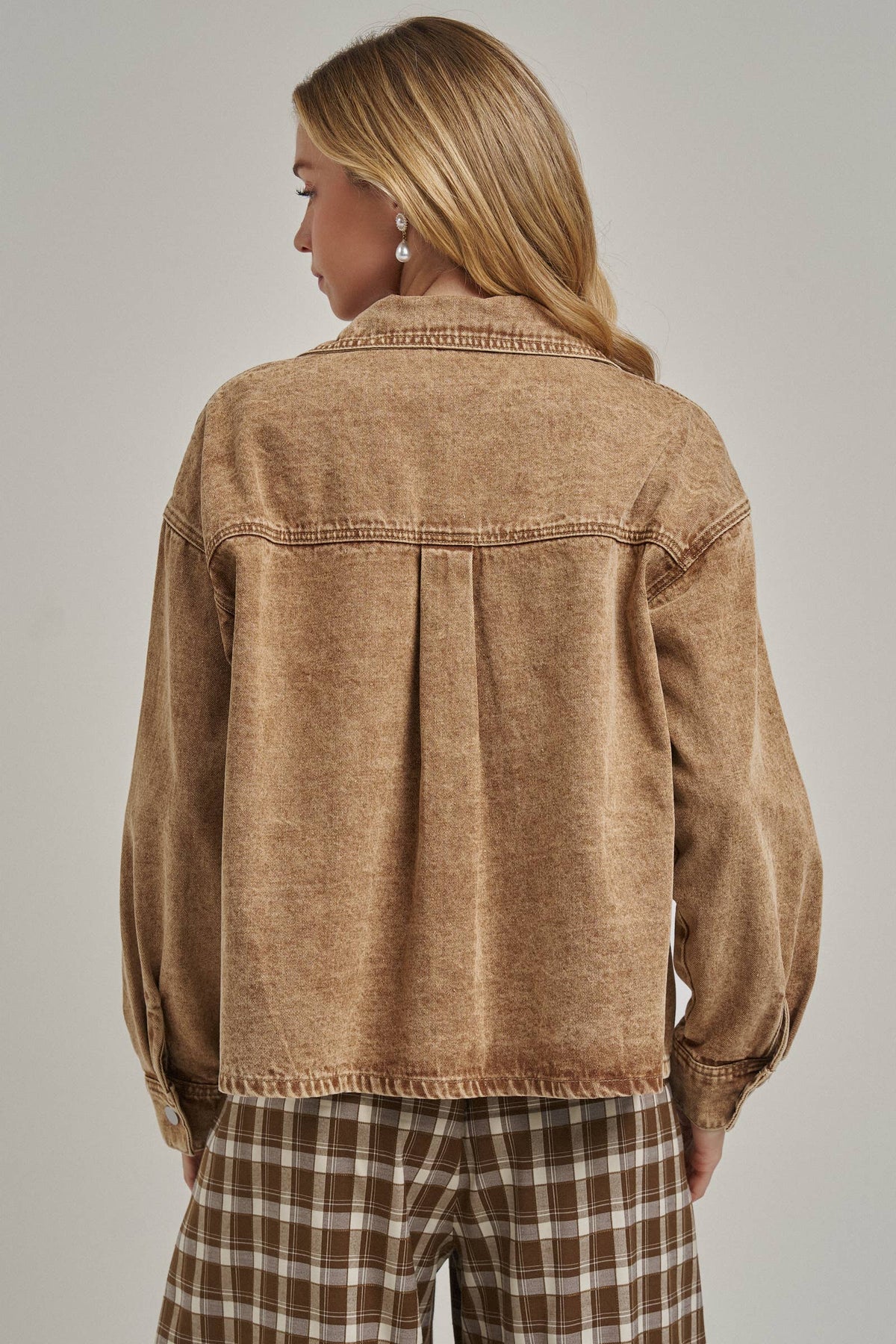 VINTAGE WASHED WESTERN INSPIRED SHACKET _JLT00321-03: VINTAGE TAUPE / S-M-L(2-2-2)