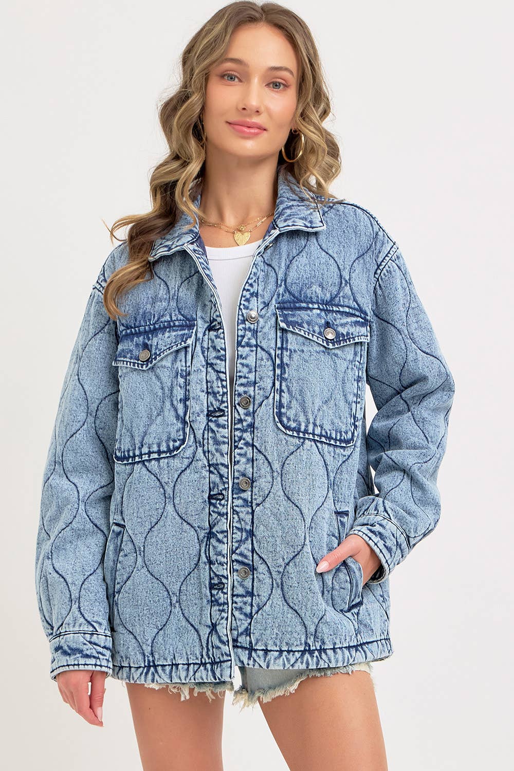 QUILTED DENIM JACKET : DENIM BLUE / Contemporary / M
