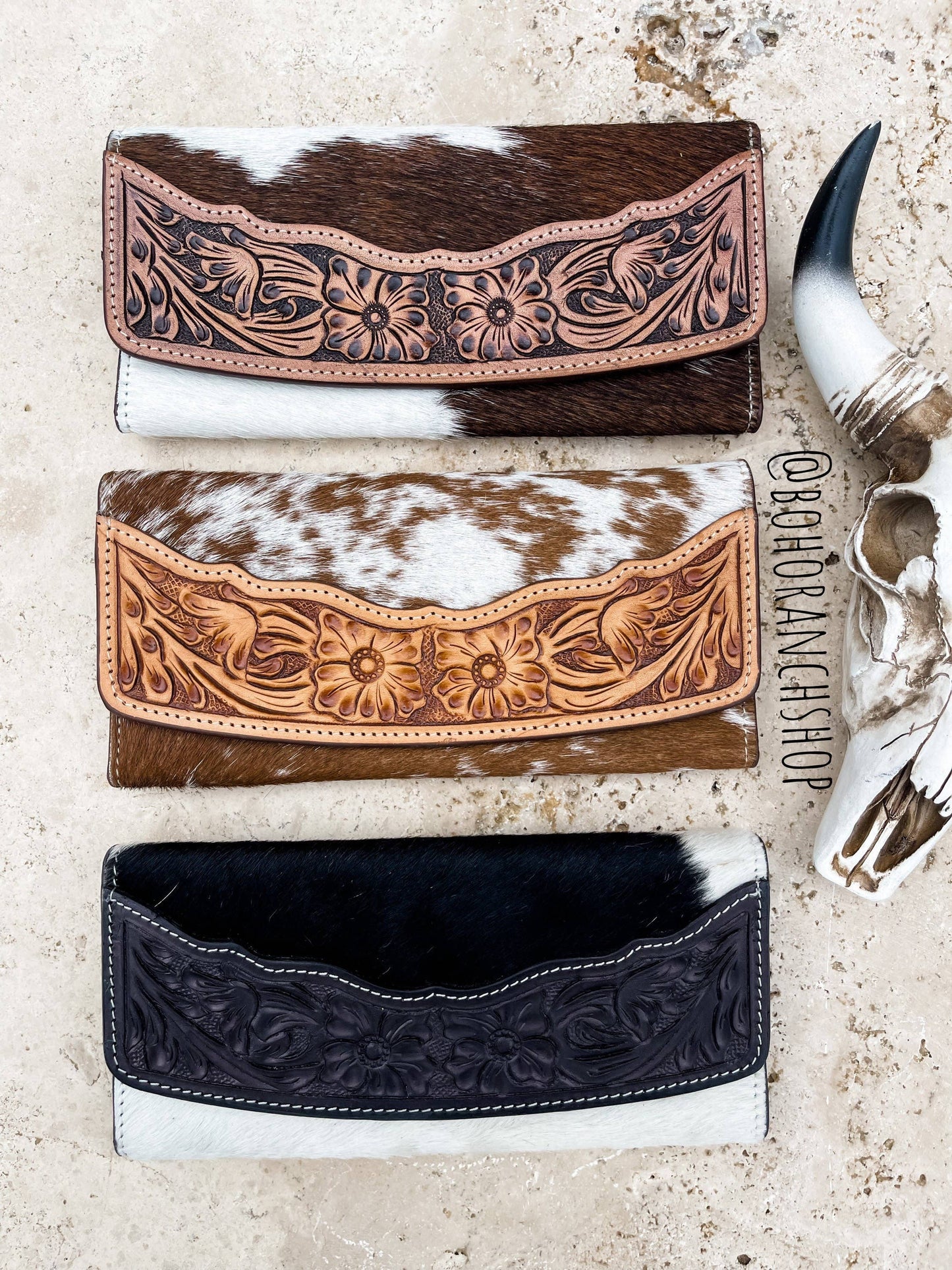 Tooled Leather Wallet Western Genuine Hand Tooled