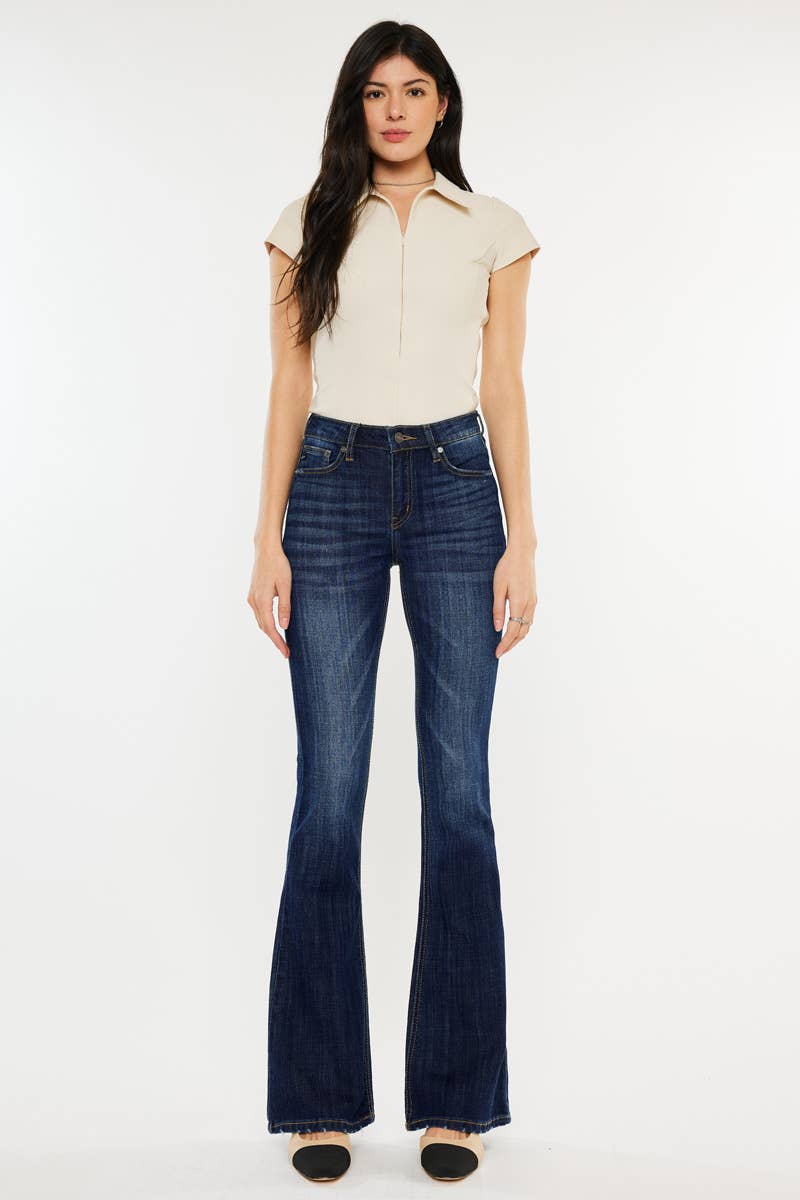 OPEN PACK MID RISE FLARE JEANS-KC6102LOH: DARK / 13/30