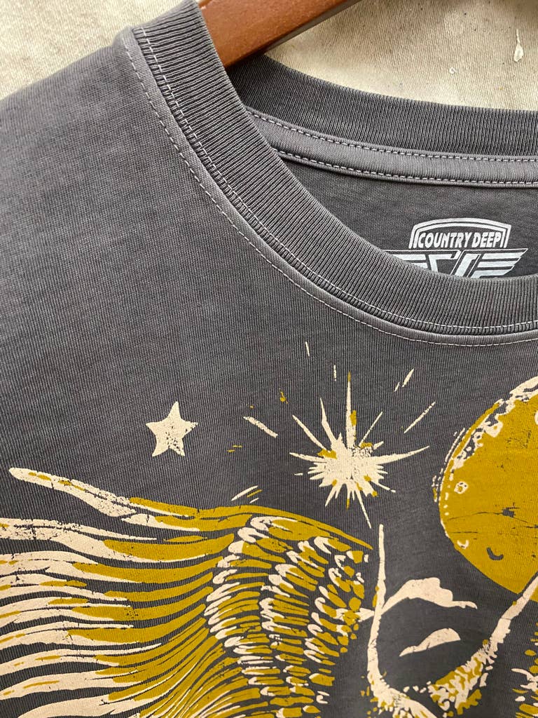 Freedom Vintage Relaxed Crop T-shirt  : Small Charcoal