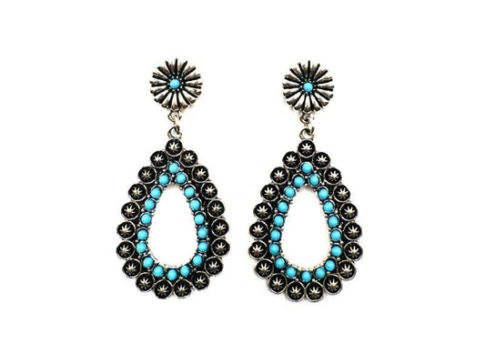 Western Teardrop Turquoise Dangle Earring