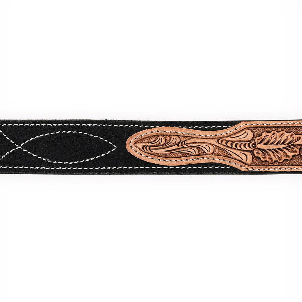 ADBLF335 Beautifully Hand Tooled Genuine American Suede Leather Belt Men and Women: ADBLF335-M