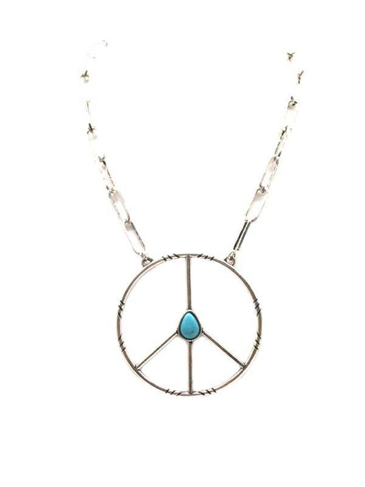 Western Large Peace Sign Necklace