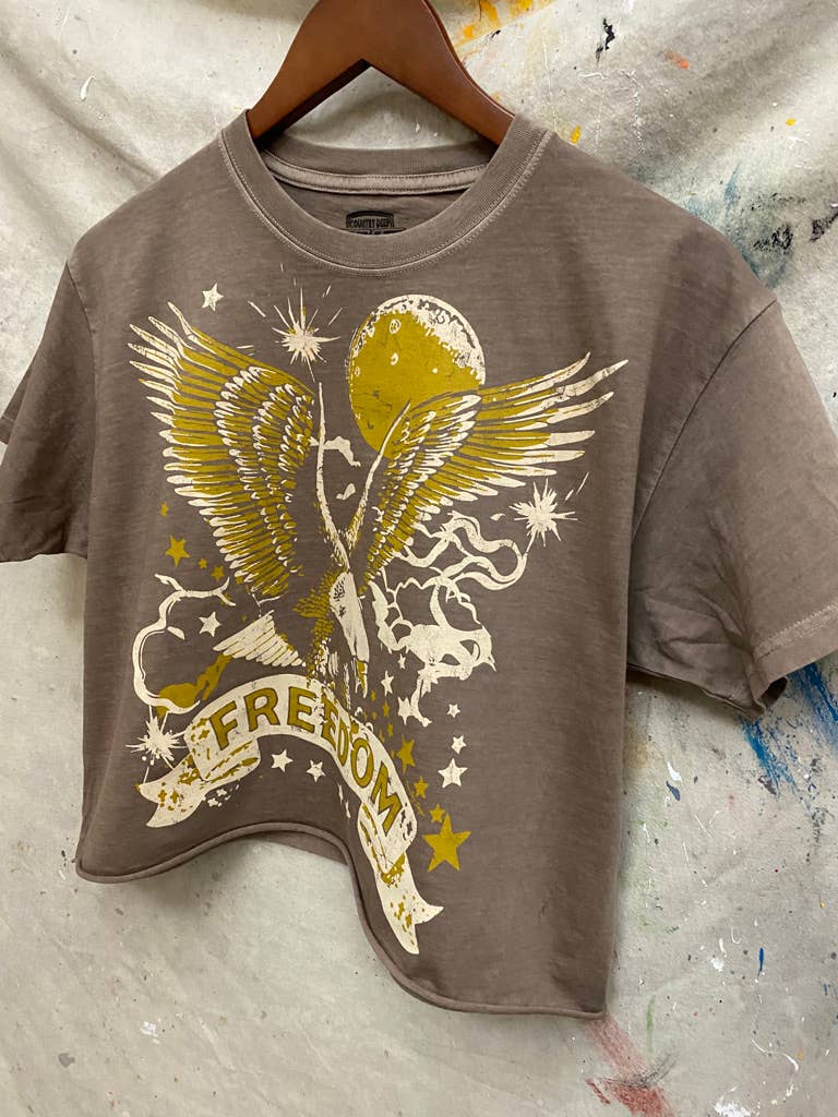 Freedom Vintage Relaxed Crop T-shirt  : Small Charcoal