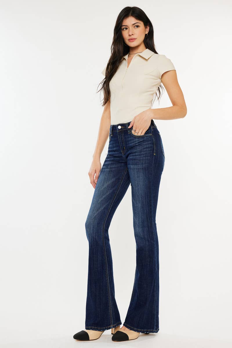 OPEN PACK MID RISE FLARE JEANS-KC6102LOH: DARK / 13/30
