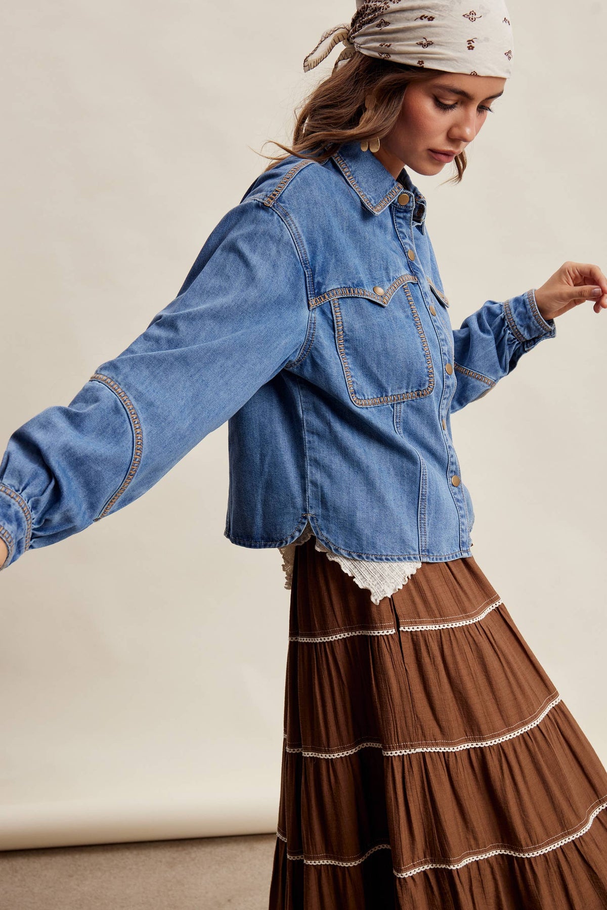 Western Stitch Denim Shirt LJ0281: Washed Cobalt / Contemporary