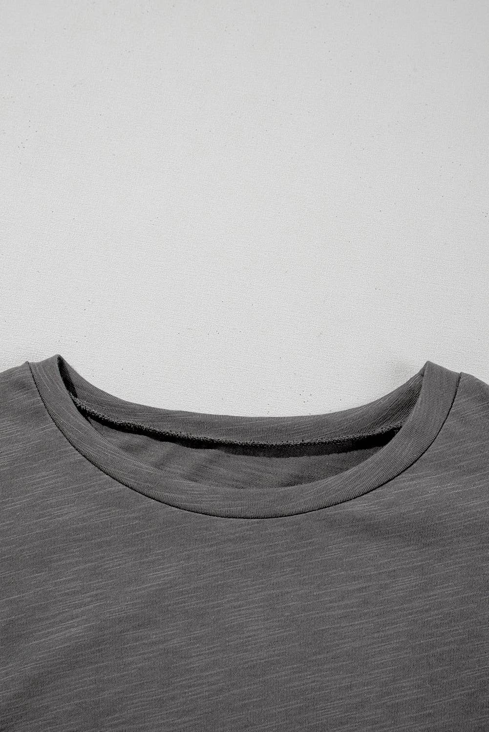 Layered Ruffle Short Sleeve Round Neck Top: Dark Grey / S