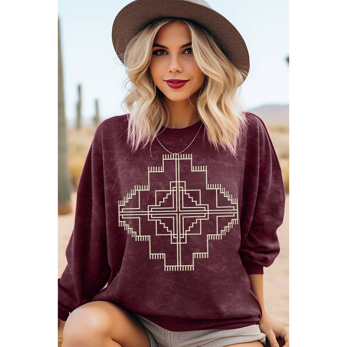 AZTEC PUFF MINERAL GRAPHIC SWEATWHIRTS: Mineral Oatmeal / XL