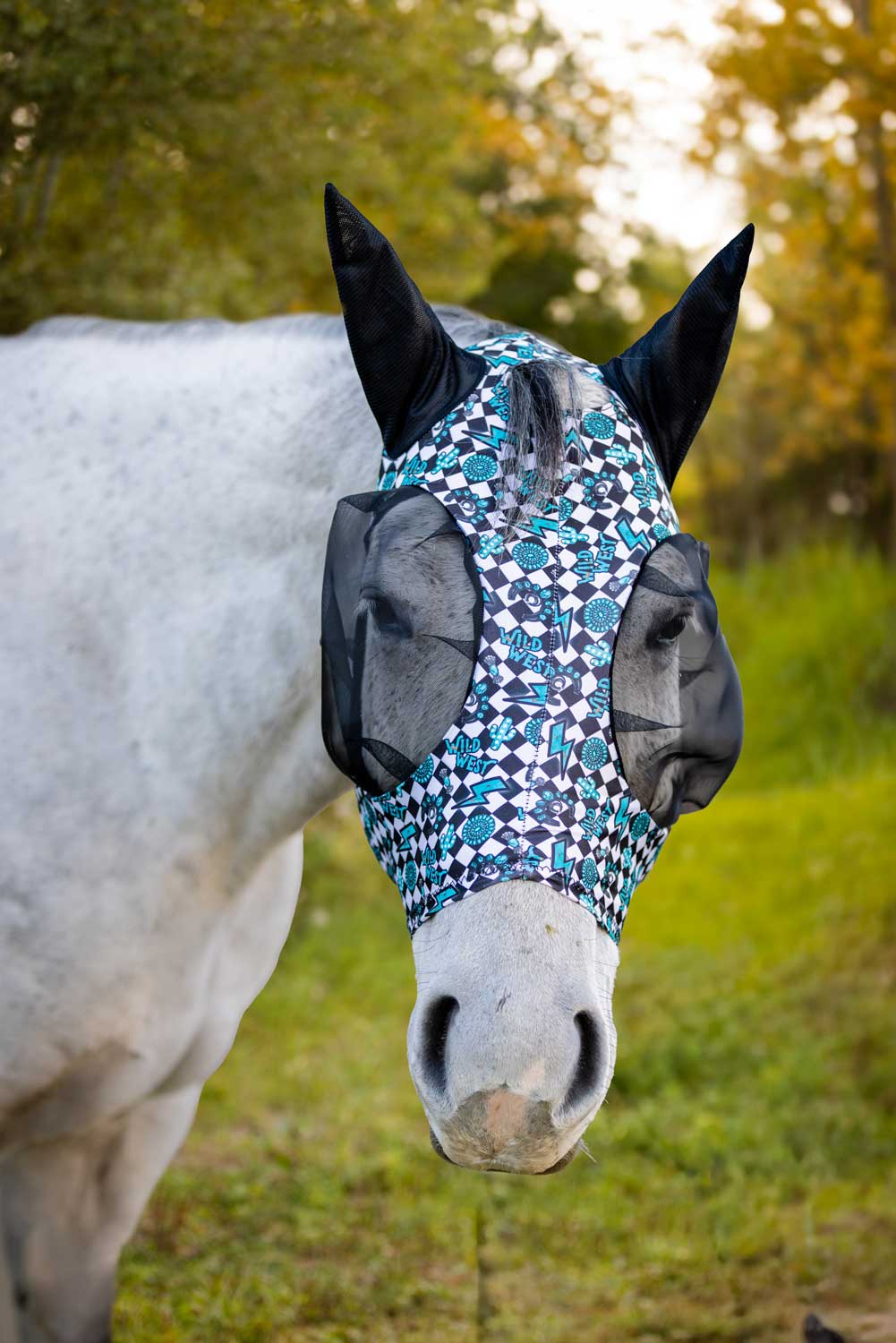 Lycra Fly Mask: Turquoise Glass / Cob