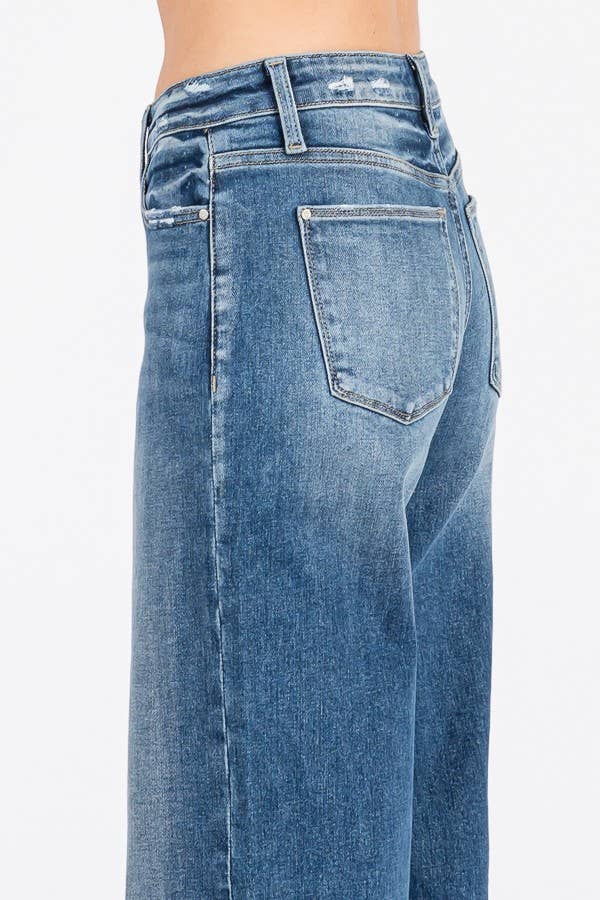 P1365W-MD MID RISE STRETCH TROUSER WIDE LEG JEANS: 11/29
