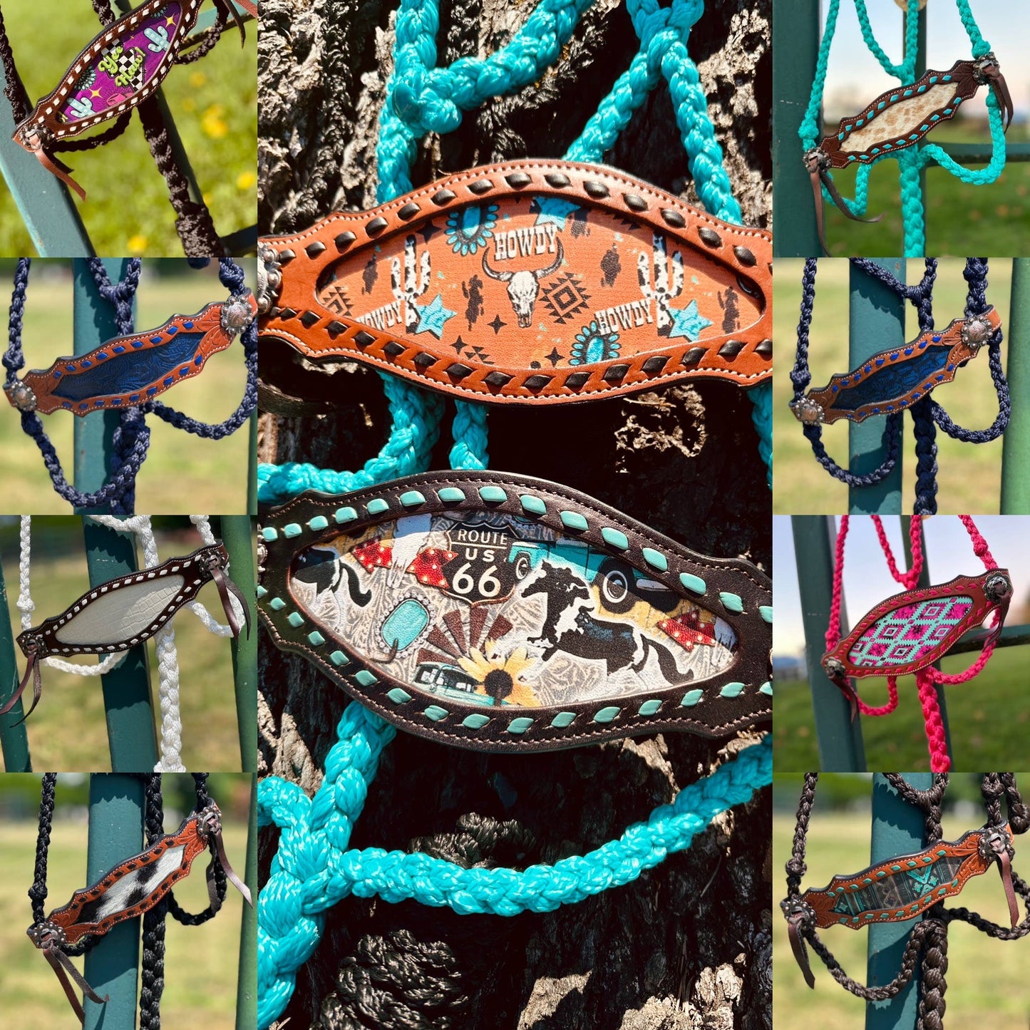 Braided Bronc Halter: Pink Aztec