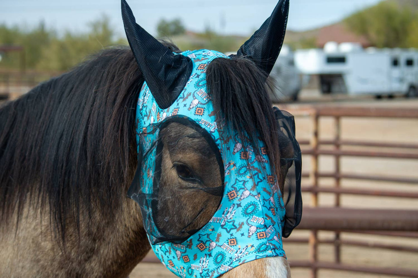 Lycra Fly Mask: Turquoise Glass / Cob