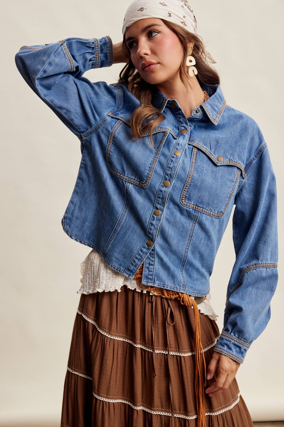 Western Stitch Denim Shirt LJ0281: Washed Cobalt / Contemporary / M
