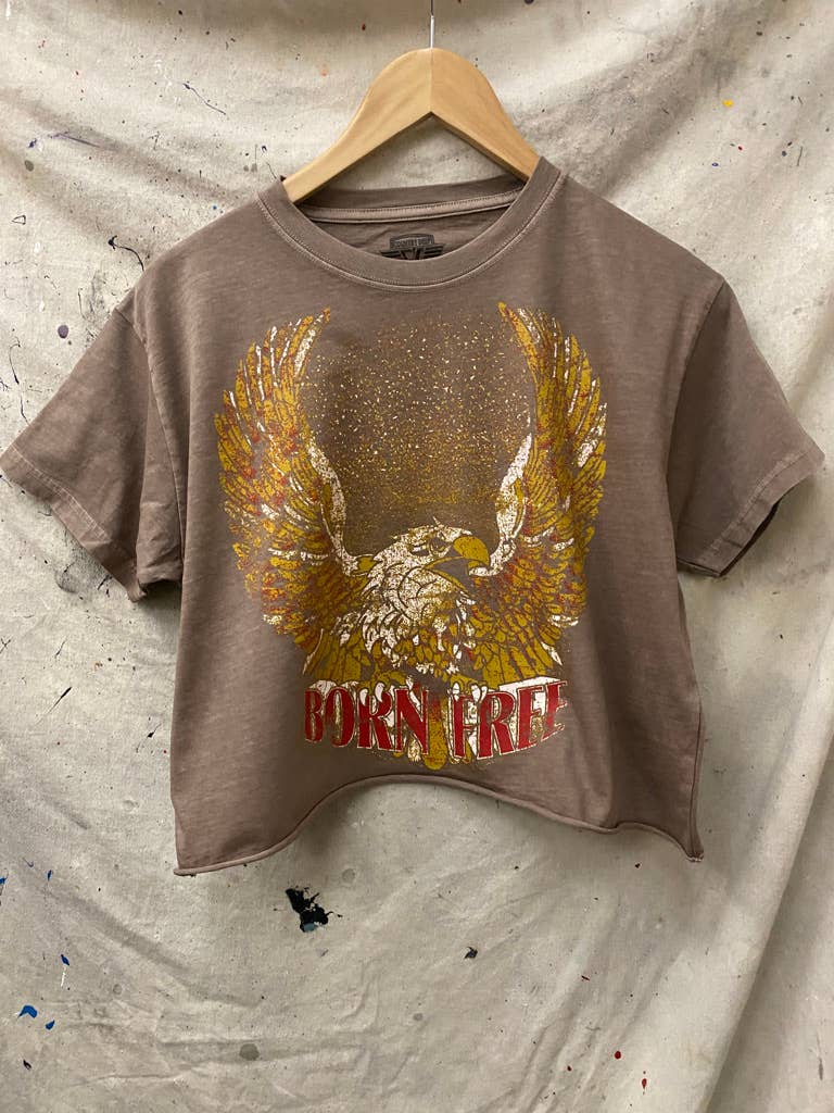 Born Free Relaxed Crop T-shirt  : Medium Faded Brown