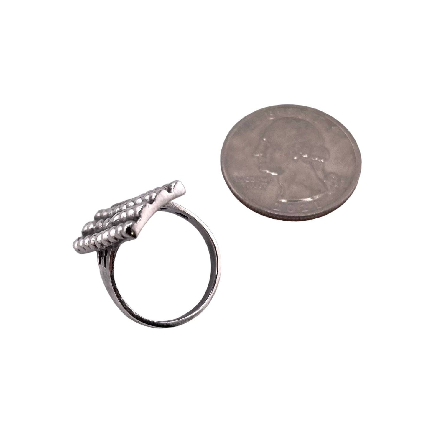 Ball Dot 4-Row Rectangle Ring Sterling Silver: 9