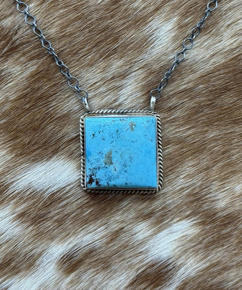 Square Up Turquoise Bar Necklace 18"