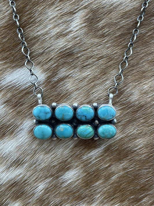 Navajo Kingman Turquoise Bar Necklace 18"
