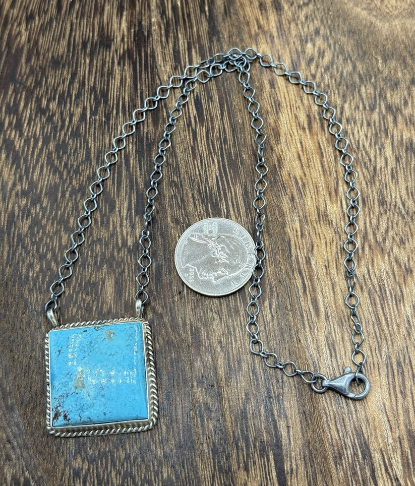 Square Up Turquoise Bar Necklace 18"