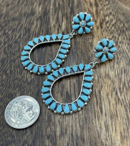 Turquoise Cluster Post Drop Earring Large