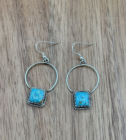 Turquoise Hoop Drop Earring