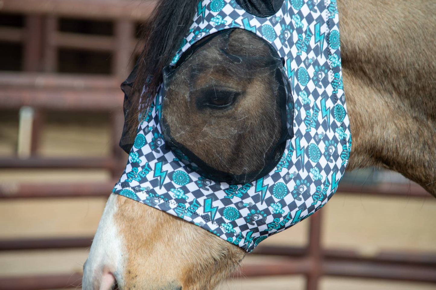Lycra Fly Mask: Turquoise Glass / Cob