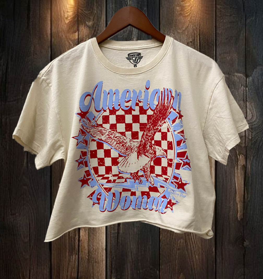 American Woman Relaxed Crop T-shirt: Small Natural