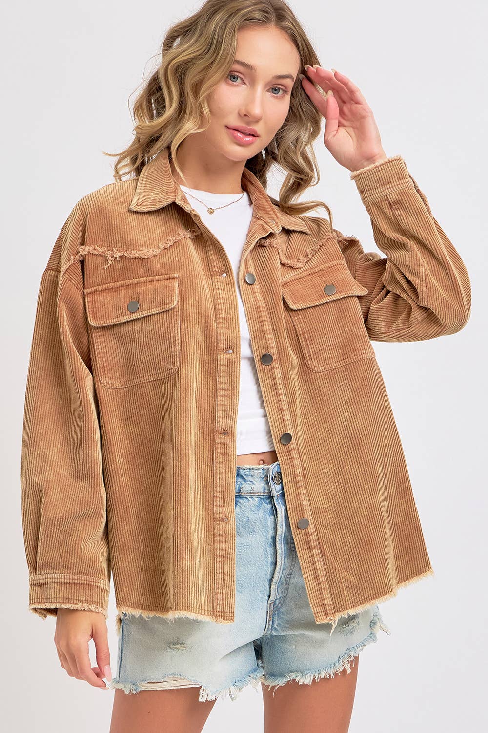 SHACKET MINERAL WASHED CORDUROY: CAMEL / Contemporary / M