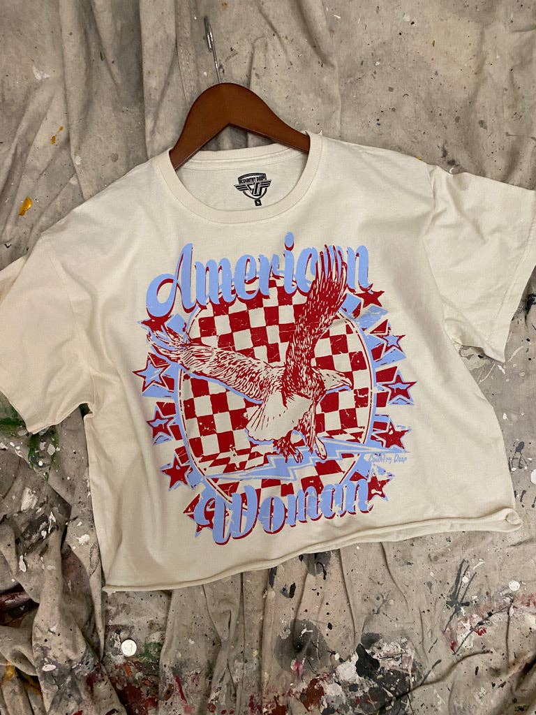 American Woman Relaxed Crop T-shirt: Small Natural