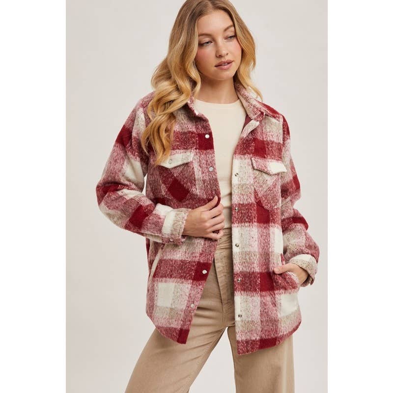 PLAID SHACKET: MOCHA COMBO / M