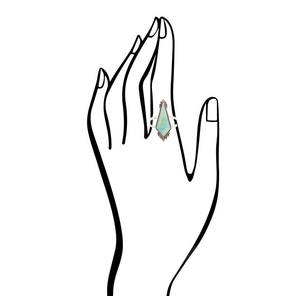 Anemone Turquoise and Sterling Silver Statement Turquoise Ring: 9