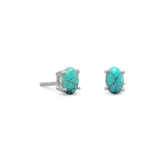 Oval Stabilized Turquoise Stud Earrings