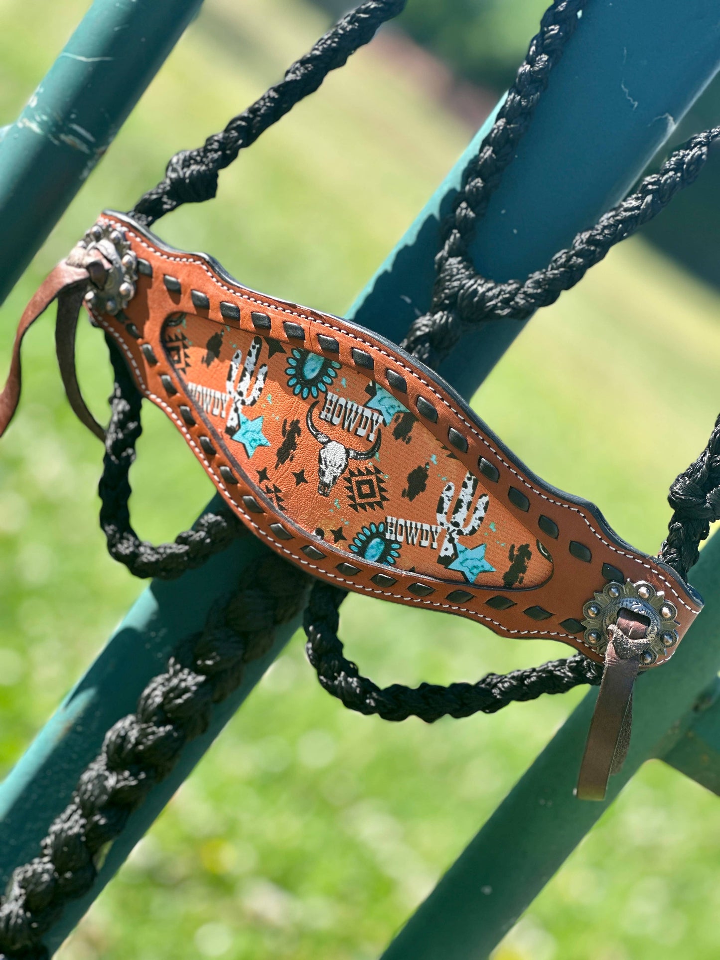 Braided Bronc Halter: Pink Aztec