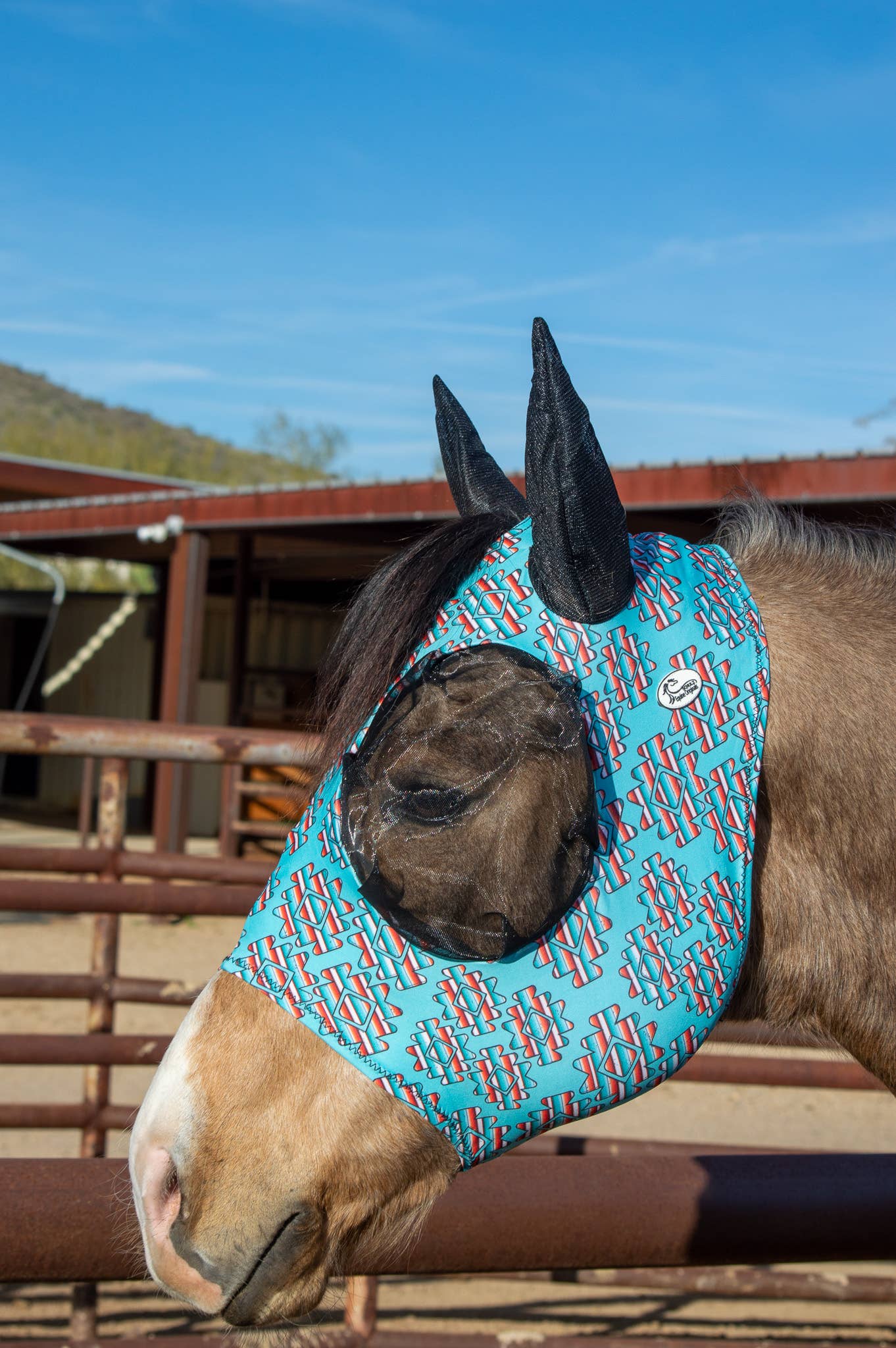 Lycra Fly Mask: Turquoise Glass / Horse