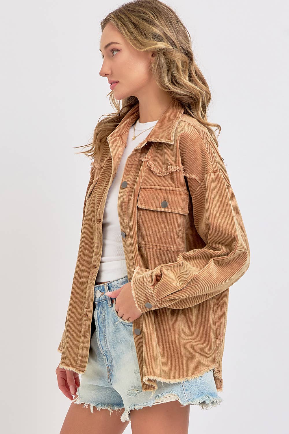 SHACKET MINERAL WASHED CORDUROY: CAMEL / Contemporary / L