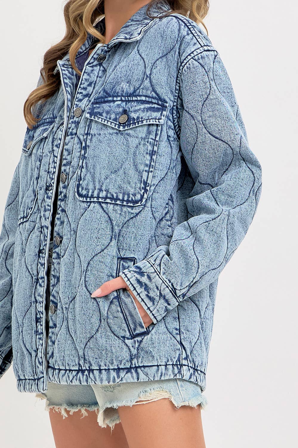 QUILTED DENIM JACKET : DENIM BLUE / Contemporary / L