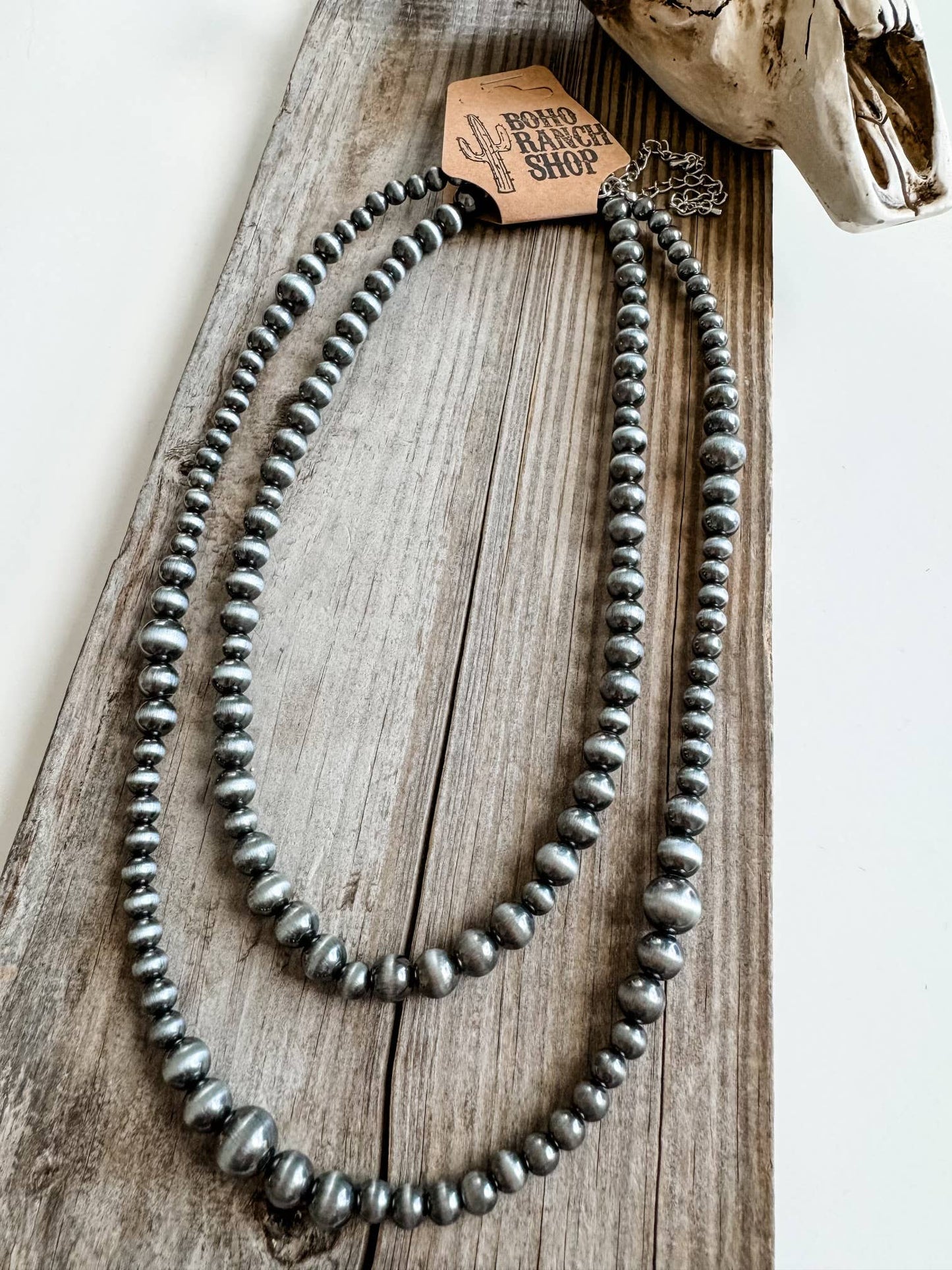 Western 2 Layer Navajo Style Pearl Necklace: SILVER\ TURQUOISE