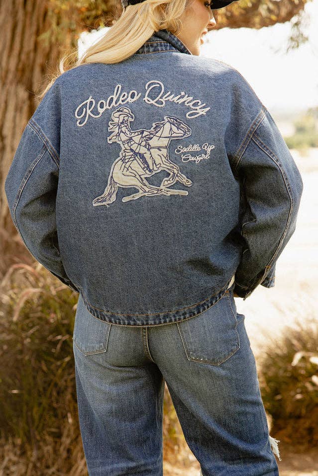 Saddle Up Cowgirl Denim Jacket: L/XL