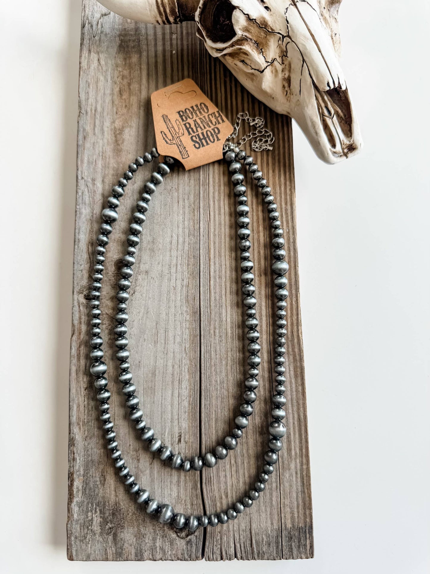 Western 2 Layer Navajo Style Pearl Necklace: SILVER\ TURQUOISE