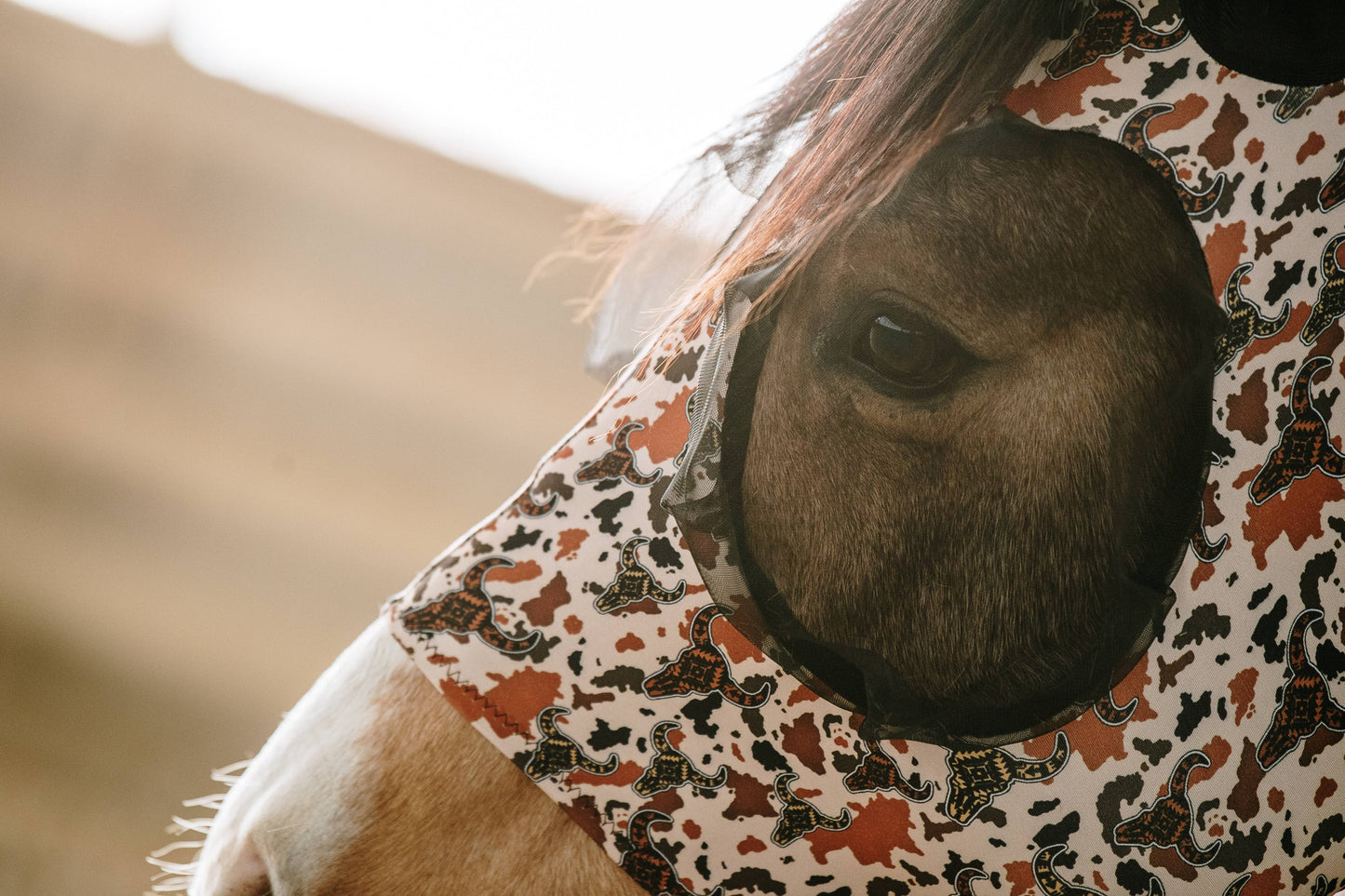Lycra Fly Mask: Navy Aztec / Horse