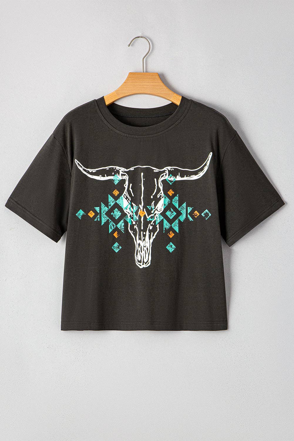 Western Aztec Crewneck T-Shirt: Carbon Grey / M