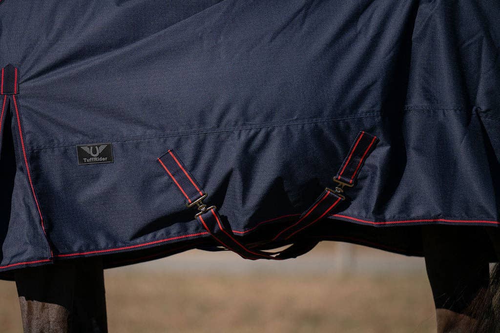 TuffRider 600 D Ripstop Standard Neck Light Weight Turnout Blanket with 100 GSM Fill: Black / 75