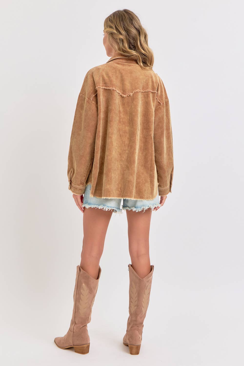 SHACKET MINERAL WASHED CORDUROY: CAMEL / Contemporary / L