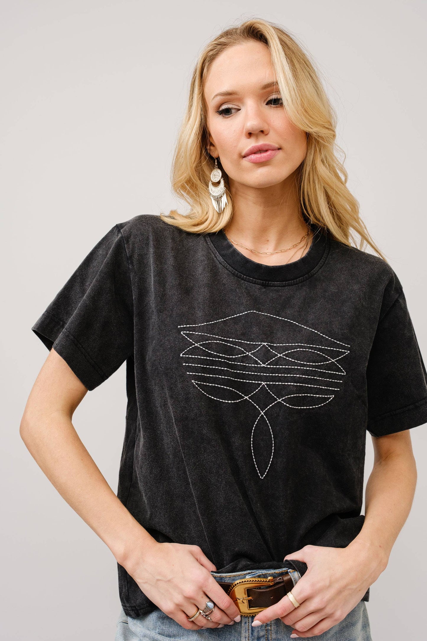 Boots Embroidered Washed Graphic T-Shirt: WASHED BLACK