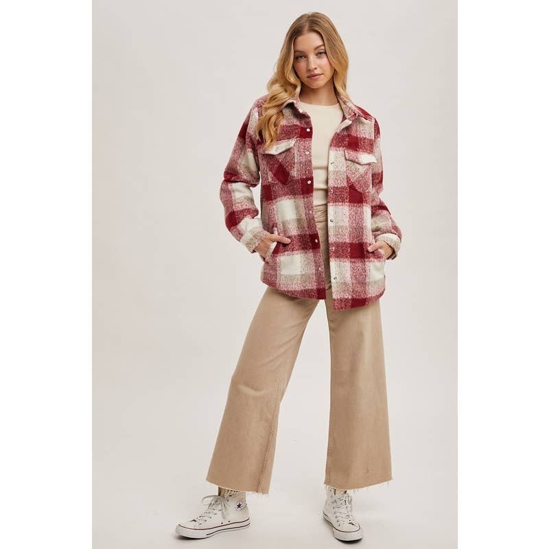 PLAID SHACKET: MOCHA COMBO / L